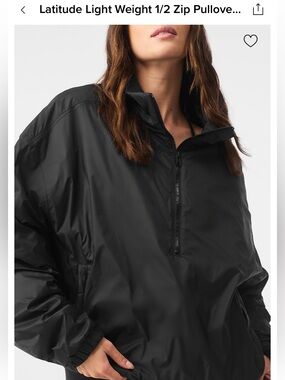 Brand New ALO Yoga Latitude light weight half zip Black Pullover size M